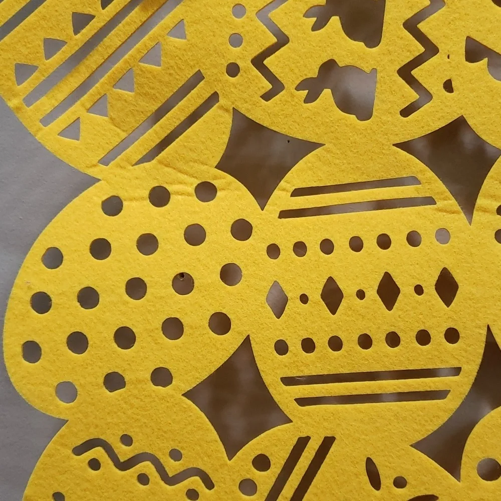 Isaac Mizrahi Bright Yellow Pierced Easter Egg Design Table Runner